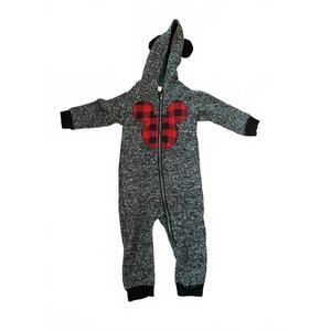 Disney Mickey Mouse Plaid Hooded Baby Sleeper Size 12-18 months